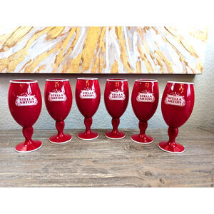 Stella Artois Red Plastic Chalice Set of 6 Poolside Safe